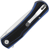 Tenable Knives Kratos Linerlock - Nitro V Steel Drop Point Blade With Black Blue G10 Handle And Extended Tang by Tenable Knives