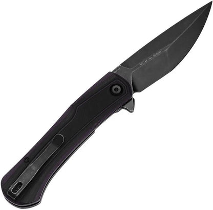 Tenable Knives Kratos Linerlock - Black Wash Nitro V Drop Point Blade With Purple G10 Handle And Extended Tang by Tenable Knives