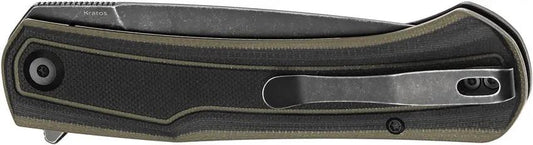 Tenable Knives Kratos Linerlock - Nitro V BlackWash Drop Point Blade With Black And Green G10 Handle by Tenable Knives