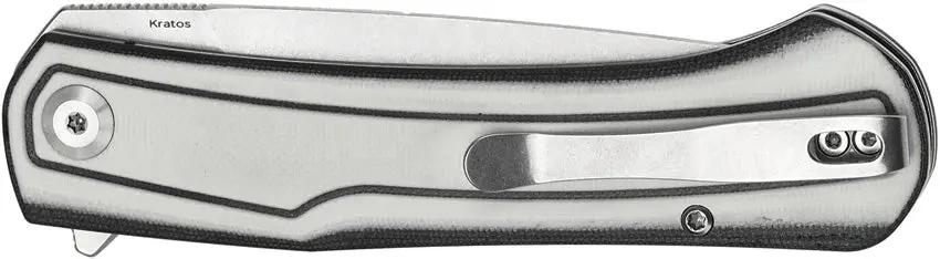 Tenable Knives Kratos Linerlock Black White - Nitro V Steel Drop Point Blade With G10 Handle And Extended Tang by Tenable Knives