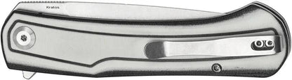 Tenable Knives Kratos Linerlock Black White - Nitro V Steel Drop Point Blade With G10 Handle And Extended Tang by Tenable Knives