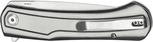 Tenable Knives Kratos Linerlock Black White - Nitro V Steel Drop Point Blade With G10 Handle And Extended Tang by Tenable Knives