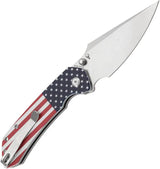 Tenable Knives Fenrir Button Lock Flag - 3.5 Inch Harpoon Style Blade American Flag Pattern G10 Handle by Tenable Knives