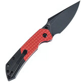Tenable Knives Fenrir Button Lock - Red Black Aluminum Handle BlackWash 14C28N Harpoon Blade by Tenable Knives