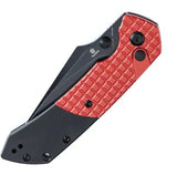 Tenable Knives Fenrir Button Lock - Red Black Aluminum Handle BlackWash 14C28N Harpoon Blade by Tenable Knives