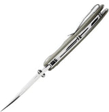 Tenable Knives Nesstreet Button Lock Green Canvas Micarta Handle - Satin 14C28N Blade by Tenable Knives