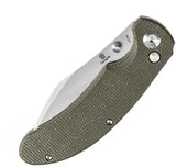 Tenable Knives Nesstreet Button Lock Green Canvas Micarta Handle - Satin 14C28N Blade by Tenable Knives