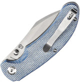 Tenable Knives Nesstreet Button Lock - Blue Canvas Micarta Handle, Satin 14C28N Blade by Tenable Knives