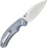 Tenable Knives Nesstreet Button Lock - Blue Canvas Micarta Handle, Satin 14C28N Blade by Tenable Knives