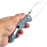 Tenable Knives Nesstreet Button Lock - Blue Canvas Micarta Handle, Satin 14C28N Blade by Tenable Knives
