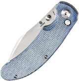 Tenable Knives Nesstreet Button Lock - Blue Canvas Micarta Handle, Satin 14C28N Blade by Tenable Knives