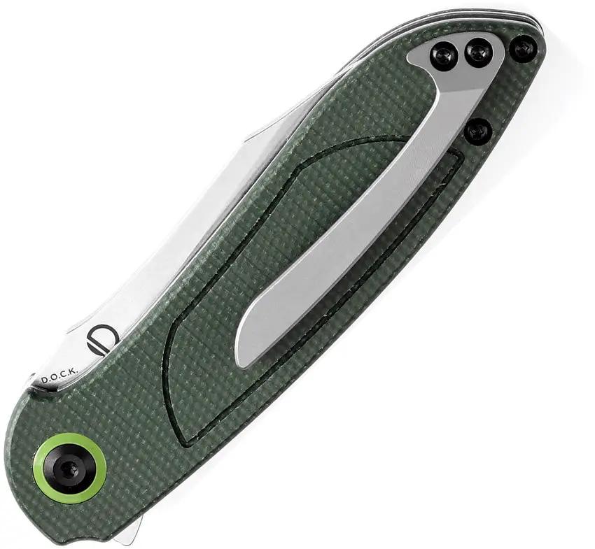 Tenable Knives Prometheus Linerlock T1040A2 DOCK Design - 14C28N Sandvik Drop Point Blade Green Canvas Micarta Handle by Tenable Knives