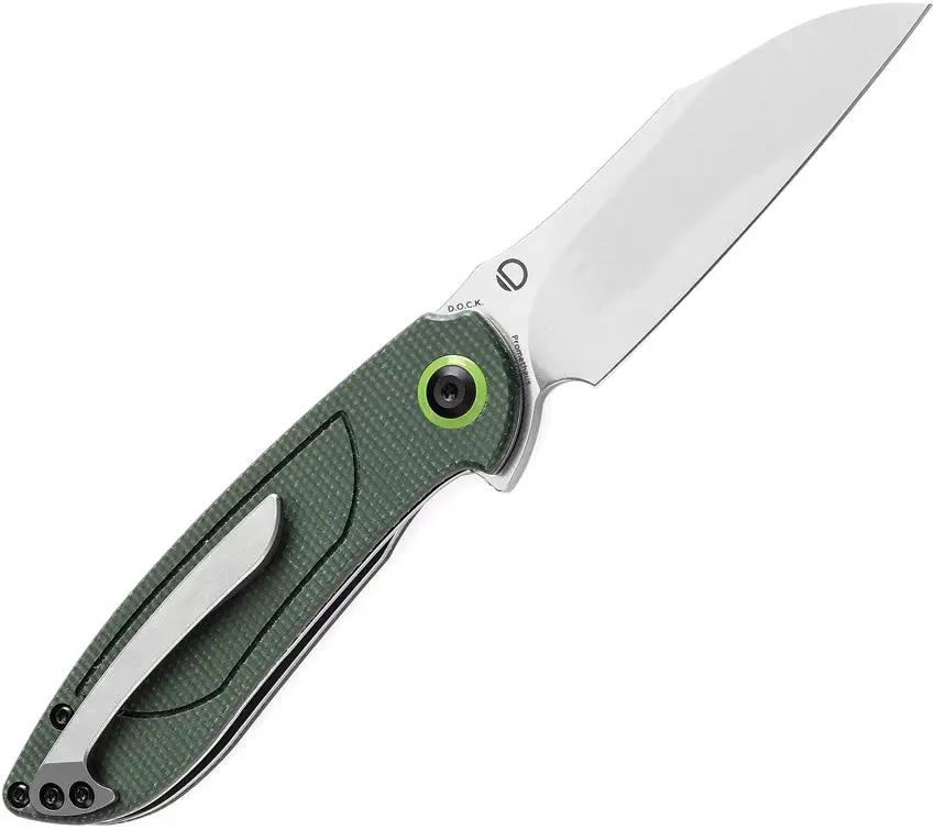 Tenable Knives Prometheus Linerlock T1040A2 DOCK Design - 14C28N Sandvik Drop Point Blade Green Canvas Micarta Handle by Tenable Knives