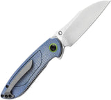 Tenable Knives Prometheus Linerlock Blue - Blue Canvas Micarta Handle, 3.25in 14C28N Sandvik Drop Point Blade by Tenable Knives