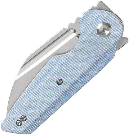 Tenable Knives Rafe L Linerlock - Blue Canvas Micarta Handle With Stonewash 3.25in Sandvik Blade by Tenable Knives