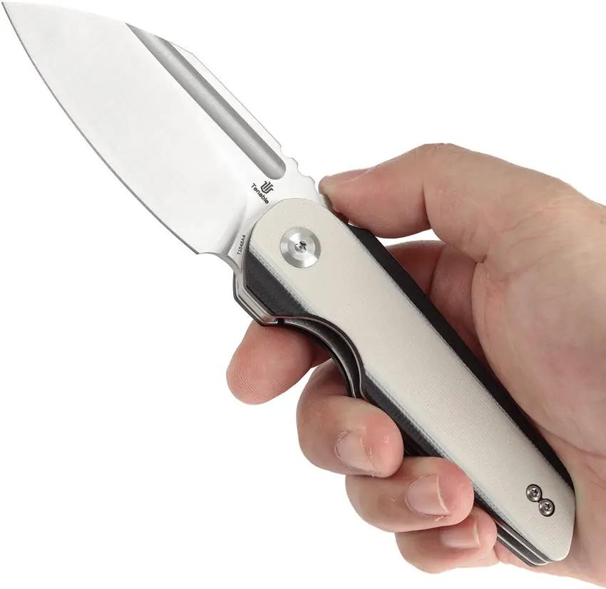 Tenable Knives Rafe L Linerlock Ivory - Satin 14C28N Sandvik Blade, G10 Handle, Extended Tang by Tenable Knives