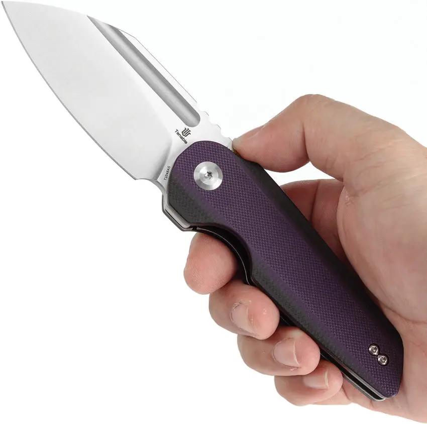 Tenable Knives Rafe L Linerlock Purple - Satin 14C28N Sandvik Blade With Purple G10 Handle by Tenable Knives