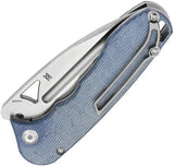 Tenable Knives Bombur Linerlock Blue Mica - D2 Drop Point Blade With Blue Canvas Micarta Handle by Tenable Knives