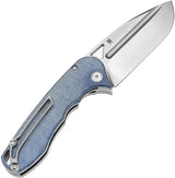 Tenable Knives Bombur Linerlock Blue Mica - D2 Drop Point Blade With Blue Canvas Micarta Handle by Tenable Knives