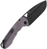 Tenable Knives Bombur Linerlock - Purple Canvas Micarta Handle With BlackWash D2 Drop Point Blade by Tenable Knives