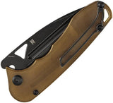 Tenable Knives Bombur Linerlock Amber PEI - D2 BlackWash Drop Point Blade With Thumb Pull And Pocket Clip by Tenable Knives