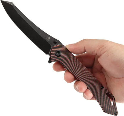 Tenable Knives Colibri Tech Linerlock - Nitro V Steel Sheepsfoot Blade With Black Red G10 Handle by Tenable Knives