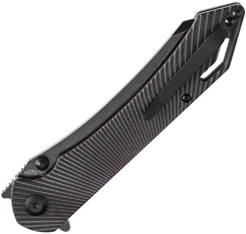 Tenable Knives Colibri Tech Linerlock Nitro V Steel Sheepsfoot Blade With Black Purple G10 Handle by Tenable Knives
