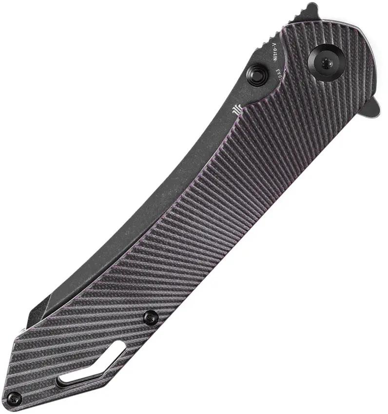 Tenable Knives Colibri Tech Linerlock Nitro V Steel Sheepsfoot Blade With Black Purple G10 Handle by Tenable Knives