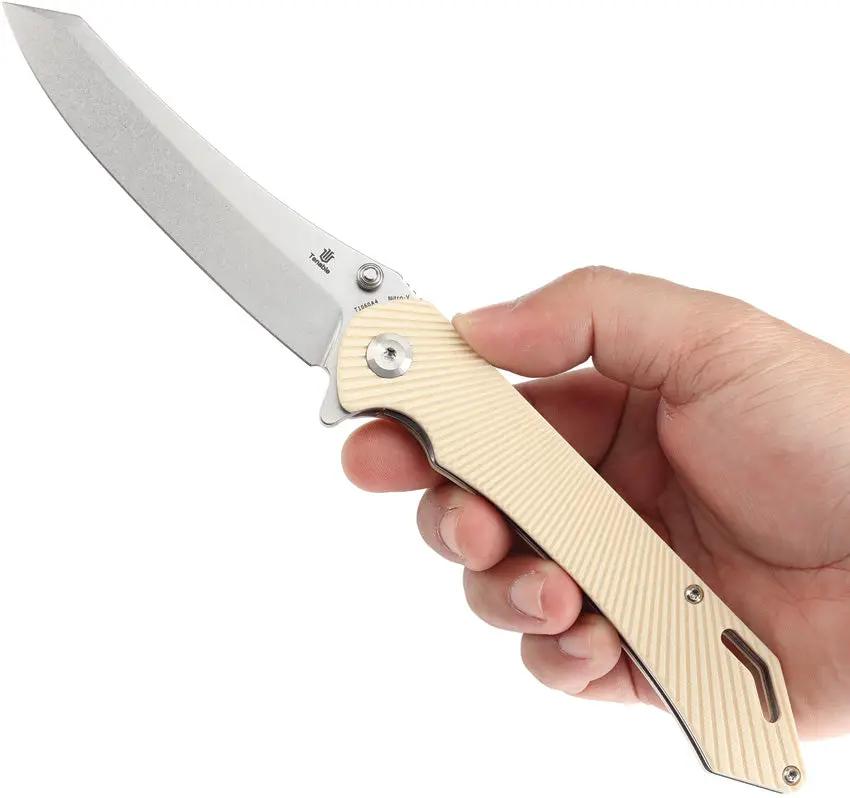 Tenable Knives Colibri Tech Linerlock Ivory Knife - Nitro V Sheepsfoot Blade With Ivory G10 Handle by Tenable Knives