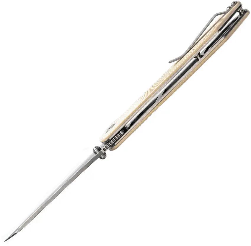 Tenable Knives Colibri Tech Linerlock Ivory Knife - Nitro V Sheepsfoot Blade With Ivory G10 Handle by Tenable Knives