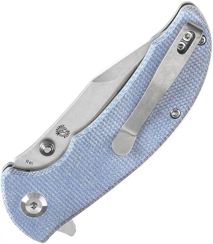 Tenable Knives Rei Linerlock - Blue Canvas Micarta Handle 3.25in Stonewash 14C28N Blade by Tenable Knives