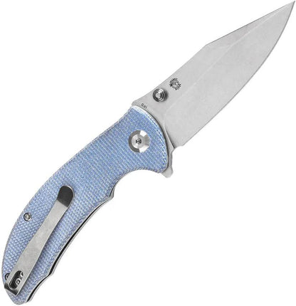 Tenable Knives Rei Linerlock - Blue Canvas Micarta Handle 3.25in Stonewash 14C28N Blade by Tenable Knives