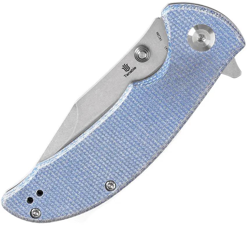 Tenable Knives Rei Linerlock - Blue Canvas Micarta Handle 3.25in Stonewash 14C28N Blade by Tenable Knives