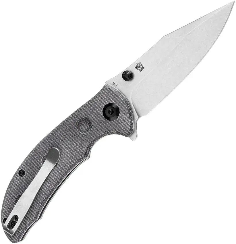 Tenable Knives Rei Linerlock - Black Stonewash 14C28N Blade With Canvas Micarta Handle by Tenable Knives
