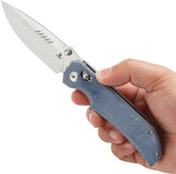 Tenable Knives Eaglestrike Crossbar Lock Blue T1095V2 - Nitro V Steel Spear Point Blade Blue Canvas Micarta Handle by Tenable Knives