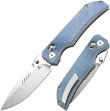 Tenable Knives Eaglestrike Crossbar Lock Blue T1095V2 - Nitro V Steel Spear Point Blade Blue Canvas Micarta Handle by Tenable Knives