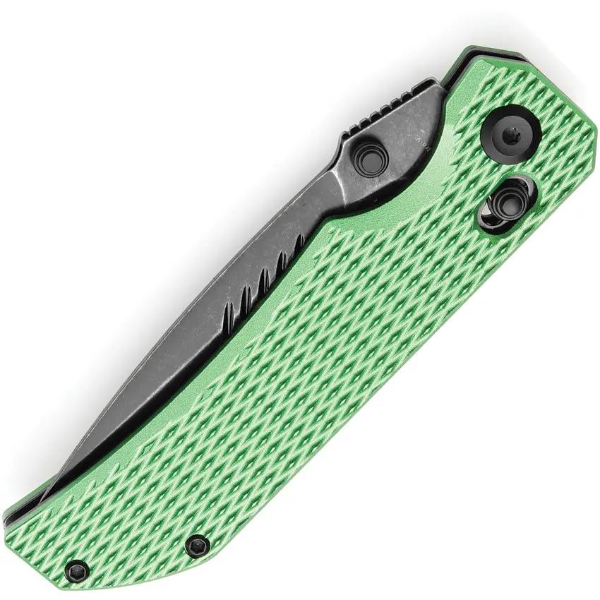 Tenable Knives Eaglestrike Crossbar Lock - Green Checkered Aluminum Handle with Nitro V Blade by Tenable Knives