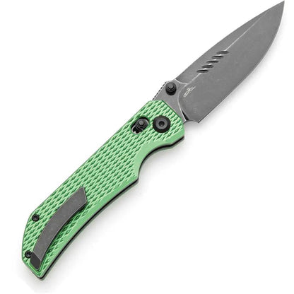 Tenable Knives Eaglestrike Crossbar Lock - Green Checkered Aluminum Handle with Nitro V Blade by Tenable Knives