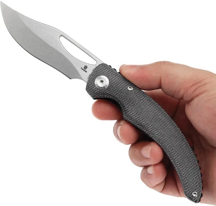 Tenable Knives Gideon Linerlock - Nitro V Steel Clip Point Blade Black Canvas Micarta Handle Dead Sober Design by Tenable Knives