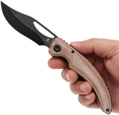 Tenable Knives Gideon Linerlock Brown - Dead Sober Design Nitro V Blade With Brown Canvas Micarta Handle by Tenable Knives