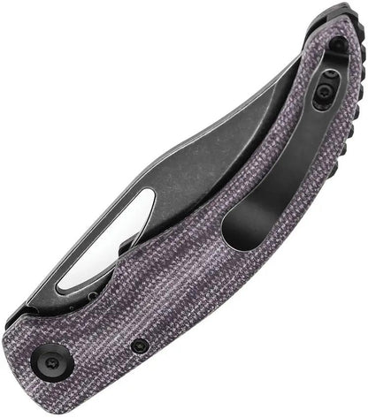 Tenable Knives Gideon Linerlock Purple Canvas Micarta - Nitro V Clip Point Blade 3.5in 4.5in Closed Pocket Clip by Tenable Knives