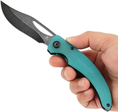 Tenable Knives Gideon Linerlock - Tiffany Blue G10 Handle Nitro V Clip Point Blade Stonewash Finish Pocket Clip by Tenable Knives