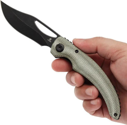 Tenable Knives Gideon Linerlock Green Canvas Micarta Nitro V Clip Point Knife - For Everyday Carry by Tenable Knives