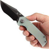 Tenable Knives Fermi Linerlock Jade G10 T1122A2 - Jade G10 Handle And Black TiNi Coated 14C28N Sandvik Recurve Blade by Tenable Knives