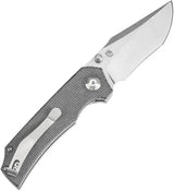 Tenable Knives Fermi Linerlock - Stonewashed 14C28N Sandvik Stainless Recurve Blade Black Micarta Handle Pocket Clip by Tenable Knives