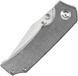 Tenable Knives Fermi Linerlock - Stonewashed 14C28N Sandvik Stainless Recurve Blade Black Micarta Handle Pocket Clip by Tenable Knives