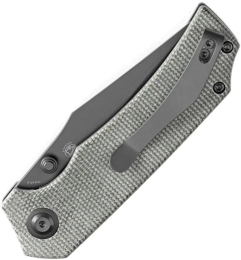 Tenable Knives Fermi Linerlock - Green Canvas Micarta Handle and TiNi Coated 14C28N Recurve Blade by Tenable Knives