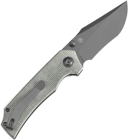 Tenable Knives Fermi Linerlock - Green Canvas Micarta Handle and TiNi Coated 14C28N Recurve Blade by Tenable Knives