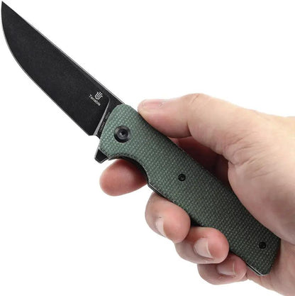 Tenable Knives Anomaly Linerlock Green Micarta Knife - Nitro V Steel Blade With Extended Tang And Pocket Clip by Tenable Knives