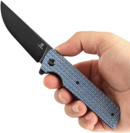 Tenable Knives Anomaly Linerlock Blue Frag - Nitro V Steel Blade With Stonewash Finish And Blue Micarta Handle by Tenable Knives